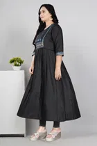 Zari Embroidered Cotton Blend Anarkali Kurti for Women 
