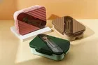 KS Striped Plastic Lunch Box, Assorted Pack of 1