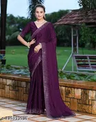 Georgette Embellished Saree For Women, Purple