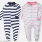 Cotton Rompers for Kids (Navy Blue & Pink, 0-3 Months)