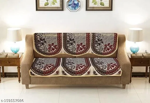 Polycotton 3 Seater Sofa Covers (Black & Red, Set of 1)