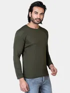 Cotton Blend Round Neck T-shirt for Men, Olive 