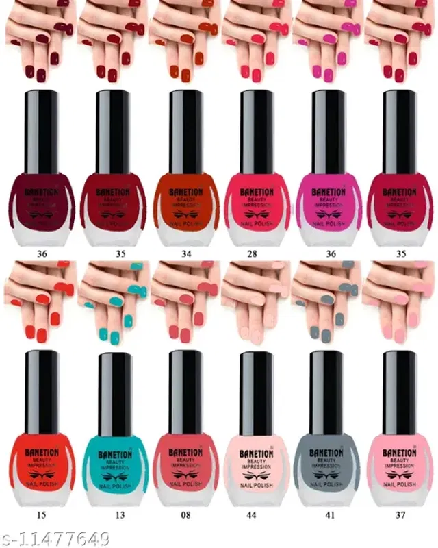 Banetion HD Color Nail Polish, 6 ml,Pack of 12