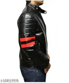 Synthetic Leather Full Sleeves Solid Jacket for Men 