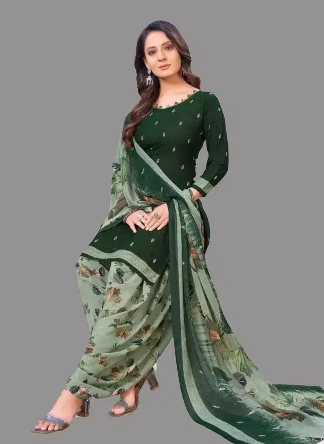 Unstitched Dress Material for Women & Girls (Green)