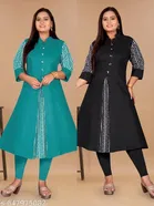 Solid Cotton Blend Kurti for Women, Pack of 2 