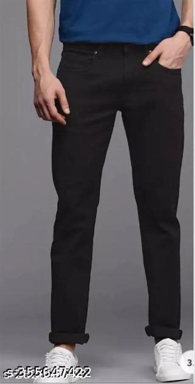 Denim Slim Fit Jeans for Men (Black, 32)
