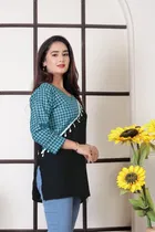 Viscose Rayon Colorblocked Short Kurti for Women 