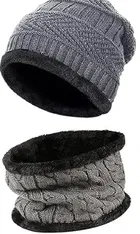 Woolen Beanie Cap with Neck Warmer for Men & Women 