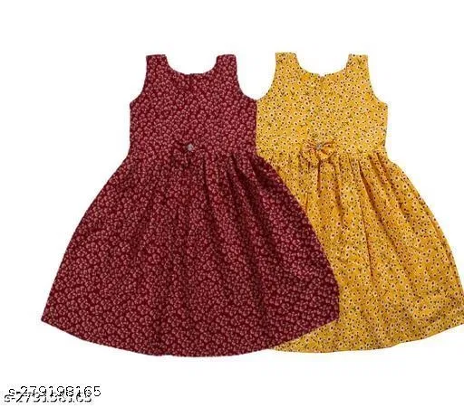 Pack Of 2 Frocks & Dresses for Girls (Yellow, 3-4 Years)
