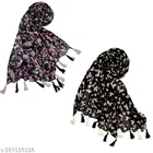 Poly Chiffon Scarves for Women, Multicolor, Pack of 2