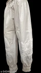 Cotton Solid Salwar for Women, White 