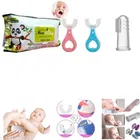 Silicone 2 Pcs Teether with Finger Brush & 80 Pcs Cleaning Wipes for Baby (Multicolor, Set of 3)