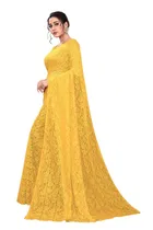 Net Solid Saree for Women 