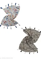 Poly Chiffon Printed Scarves for Women, Multicolor, Pack of 2