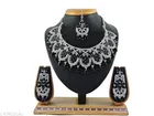 Rodium Plated Black Bridal Chocker Jewellery Set for Women 