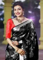 Litchi Silk Zari Woven Saree for Women, Black 