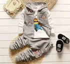 Hosiery Cotton Printed Clothing Set for Boys, Grey 