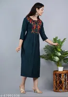 Rayon Embroidred Anarkali Kurti for Women 