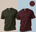 Polyester Round Neck T-shirt for Men, Multicolour, Pack of 2 