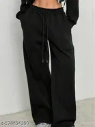 Cotton Blend Solid Trousers for Men, Black 