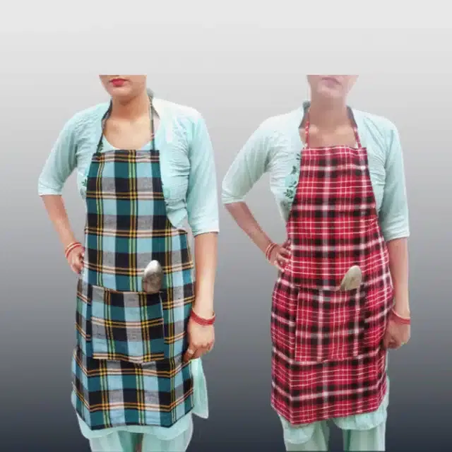 Cotton Kitchen Aprons (Multicolor, Pack of 2)