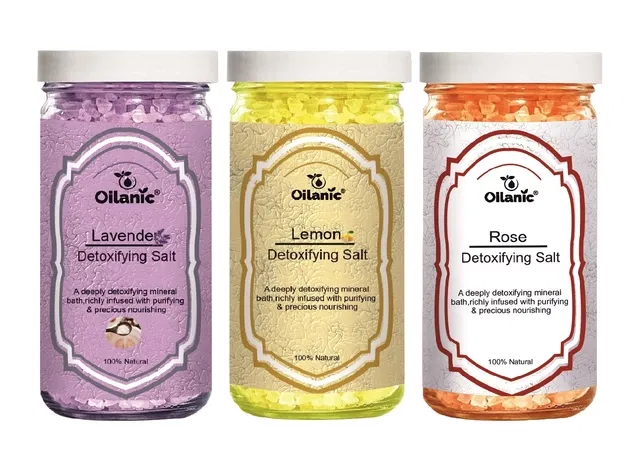 Oilanic Lavender, Lemon & Rose Detoxifying Bath Salt Crystal (200 g, Set of 3)