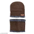 Woolen Beanie Cap with Neck Scarf for Men & Women 