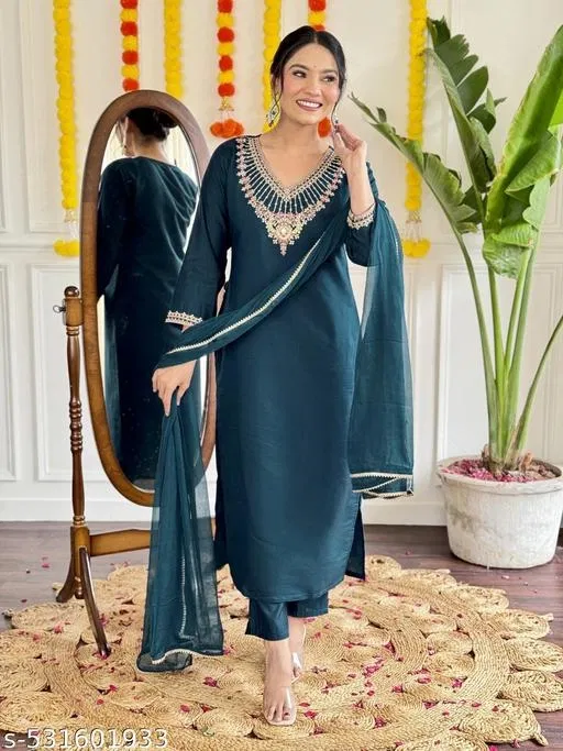 Kurta Set for Women (Dark Blue, XXL)
