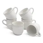 Ceramic Tea & Coffee Cup, White, Pack of 6 