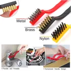 REALISTIC AIRCOOL 3 Pc Mini Wire Brush Set -Brass | Nylon | Stainless Steel Bristles, Pack of 3