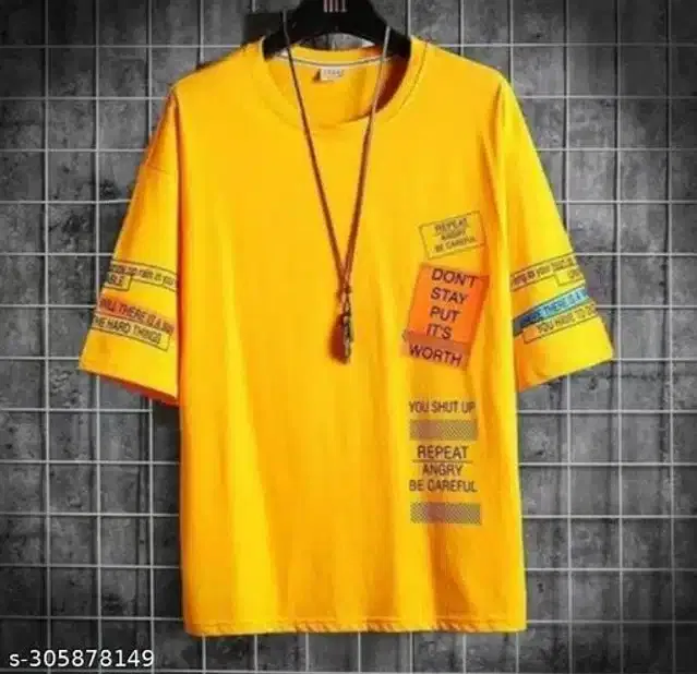 Half Sleeves T-Shirt for Men (Yellow, XL)