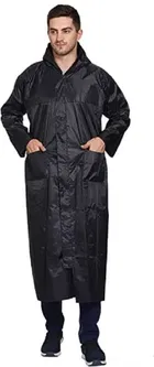 Solid Overcoat with Hoods and Side Pocket Raincoat for Men 