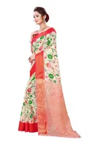 Cotton Linen Printed Saree for Women 