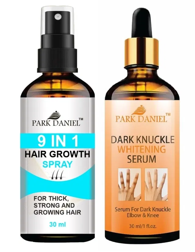 Park Daniel 9 in 1 Hair Growth Spray with Dark Knuckle Skin Whitening Serum (30 ml, Set of 2)