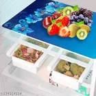 KANUSHI Industries® 1 Pc Fridge Covers / Refrigerator Cover + 1 Pc Microwave/Oven Cover Top + 3 Fridge Mats 
