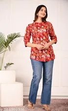Rayon Three Quarter Sleeves Top for Women 