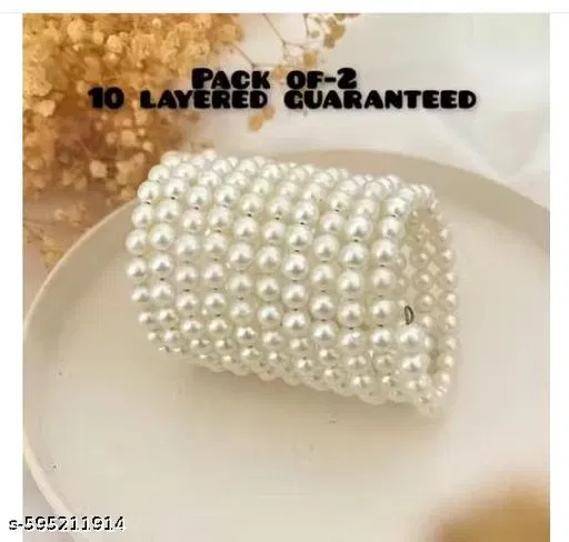 Stylish trending pearl combo pack of 2 bangle bracelet