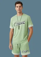 Polyester Printed Co-Ord Set for Men, Green 