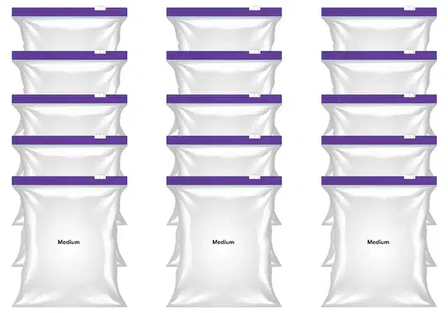 Ziplock Food Storage Pouch for Fridge (Pack of 15, 9x10 Inches) (Purple)