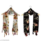 Poly Chiffon Scarves for Women, Multicolor, Pack of 2