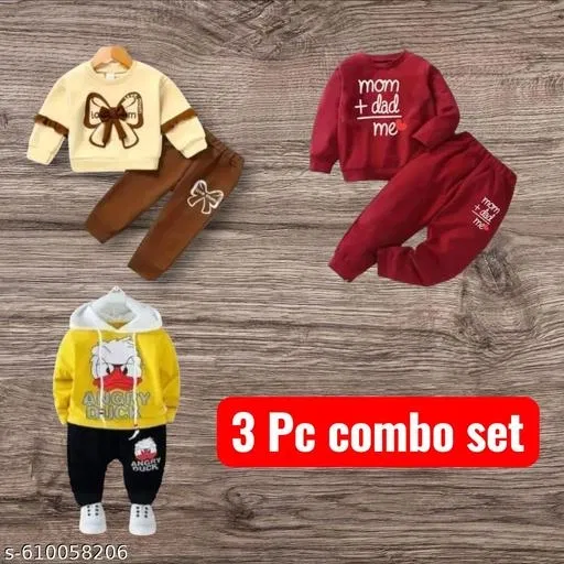 Hosiery Cotton Printed Clothing Set for Kids, Multicolor, Pack of 3 (8-9 Years)