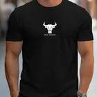 Round Neck Printed T-Shirt for Men (Black , S)