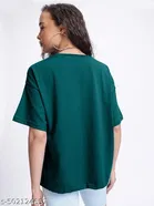 Cotton Blend Printed T-Shirt for Women, Green 