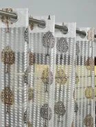 Sheer Floral Printed Brown Window Curtain 5ft Combo 