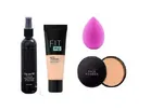 Pack of 4 Poreless Liquid Foundation Tube, Makeup Fixer with Face Compact & Puff Combo