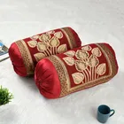 Jute Printed Bolster Covers (Multicolor, 17x27 inches) (Pack of 2)