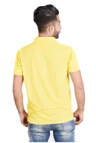 Poly Cotton Solid Polo Neck T-Shirt for Men, Yellow 