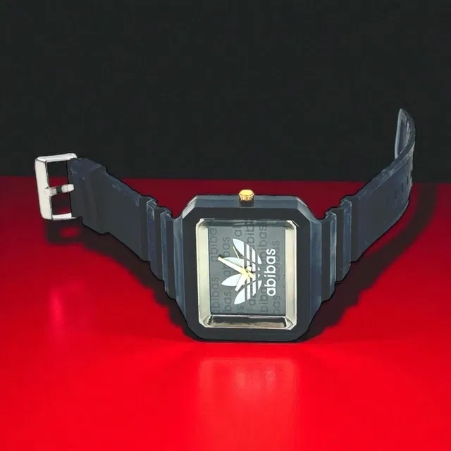 Silicone Strap Square Analog Watch for Men (Black)
