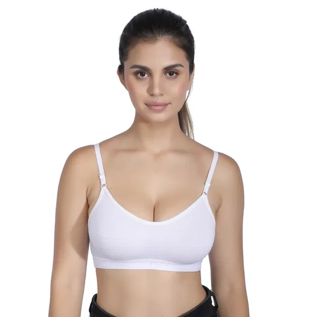 Proleaf spun interlock Sports Non Padded Bra for women ( White ) ( 30 A  ) ( Pack of 1 )
